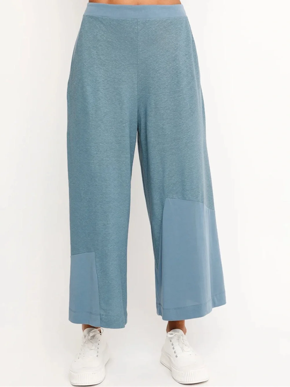 OZAI N KU Cropped Wide Leg Pants Women’s L Blue Azure Comfy Lightweight *READ